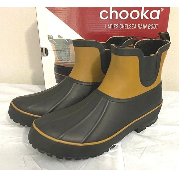 NEW Chooka Women's Chelsea Memory Foam Rain Boots BROWN - Picture 4 of 7